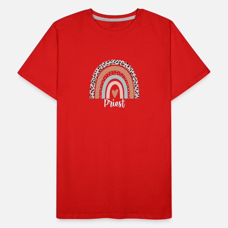 Priest Rainbow Leopard Funny Priest Appreciation Men's Premium Organic T-Shirt