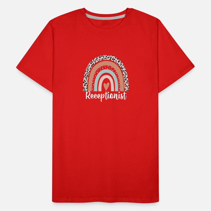 Receptionist Rainbow Leopard Funny Receptionist Men's Premium Organic T-Shirt