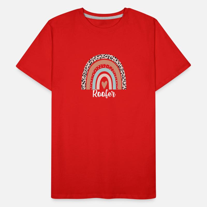 Roofer Rainbow Leopard Funny Roofer Appreciation Men's Premium Organic T-Shirt