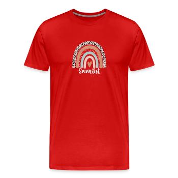 Scientist Rainbow Leopard Funny Scientist - Men's Premium Organic T-Shirt - red - Front - Damien (186cm)