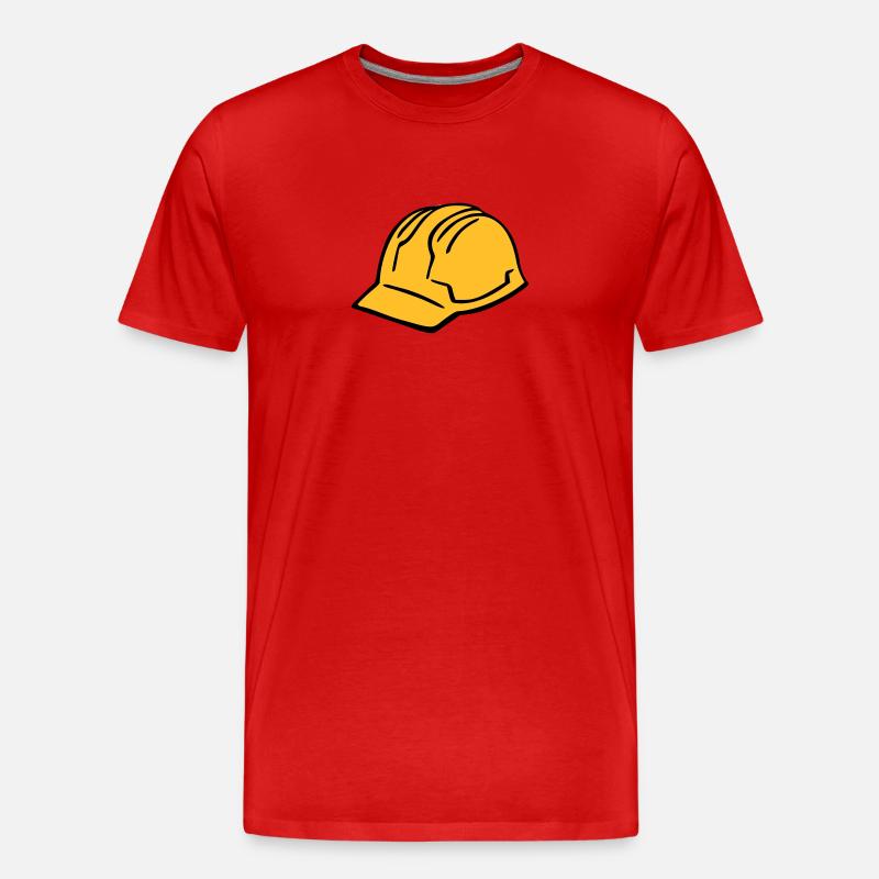 Bau Helm - Männer Premium Bio T-Shirt - Rot