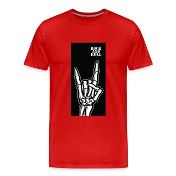 Rock and Roll - Men's Premium Organic T-Shirt - red - Front - Damien (186cm)