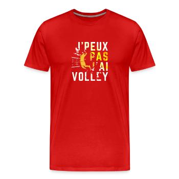 Ich kann nicht Volley - Männer Premium Bio T-Shirt - Rot - Vorne - Damien (186cm)