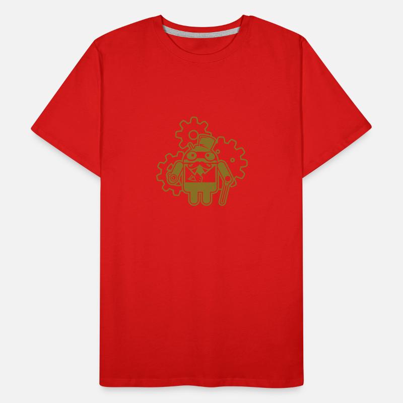 steampunkandroid_mono_light Men's Premium Organic T-Shirt