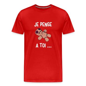 je pense à toi - T-shirt bio Premium Homme - rouge - Devant - Damien (186cm)
