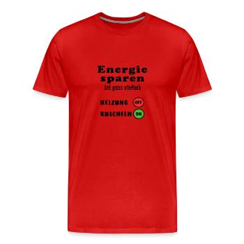 Energie sparen Heizung Kuscheln Öl Gas Kosten - Männer Premium Bio T-Shirt - Rot - Vorne - Damien (186cm)