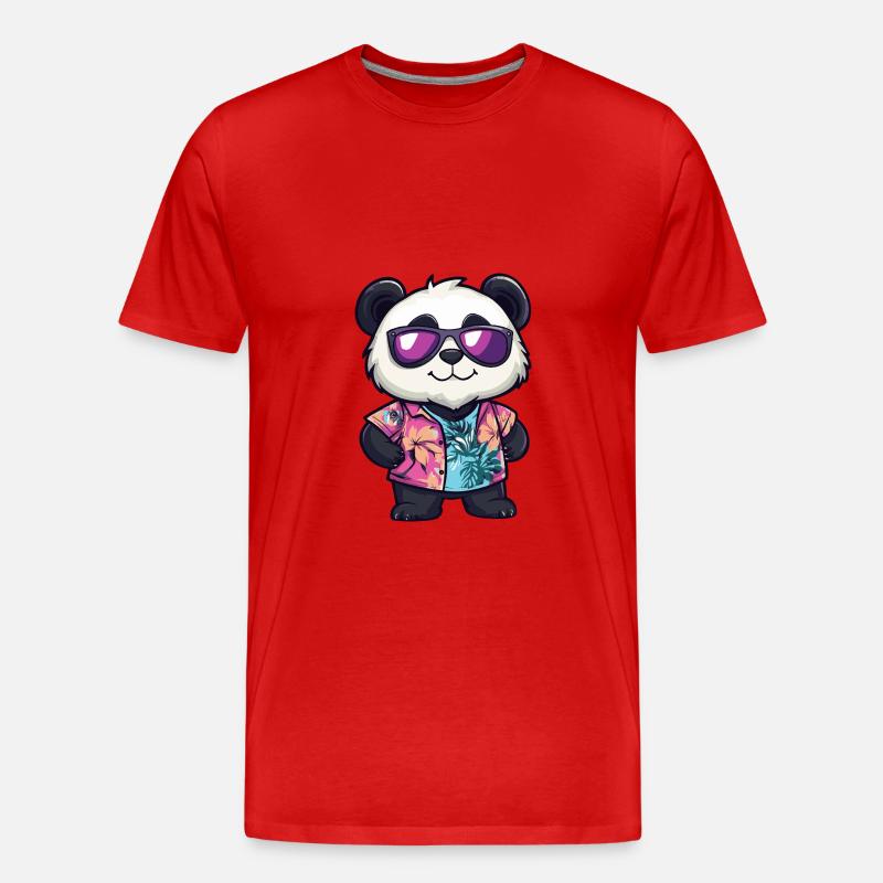 Panda Comic Urlaub - Männer Premium Bio T-Shirt - Rot
