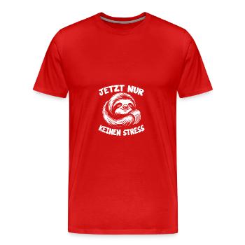 Süßes schläfriges Faultier nur keinen Stress - Männer Premium Bio T-Shirt - Rot - Vorne - Damien (186cm)