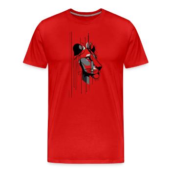 Portrait de lion moderne - T-shirt bio Premium Homme - rouge - Devant - Damien (186cm)