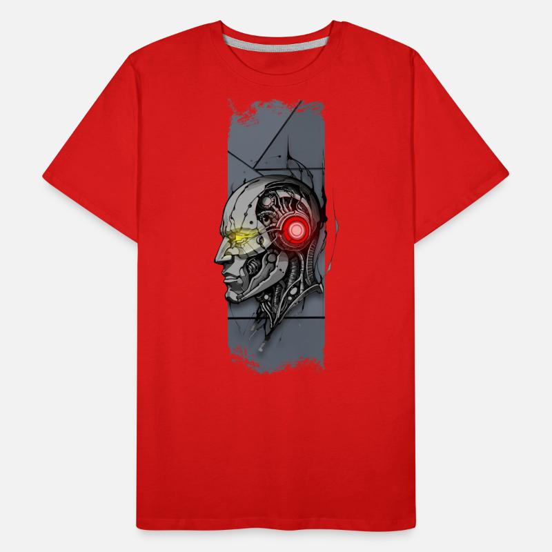 Mechanical Mind: Cyborg Robot Head T-shirt bio Premium Homme