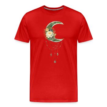 Eleganter und edler Mond mit Blumen - Männer Premium Bio T-Shirt - Rot - Vorne - Damien (186cm)