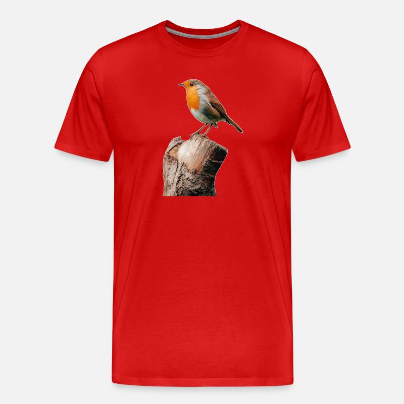 Rotkehlchen - Männer Premium Bio T-Shirt - Rot