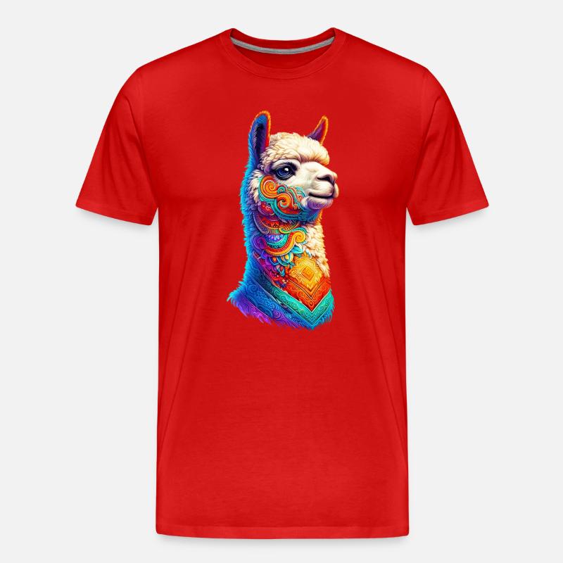 Alpaka - Männer Premium Bio T-Shirt - Rot