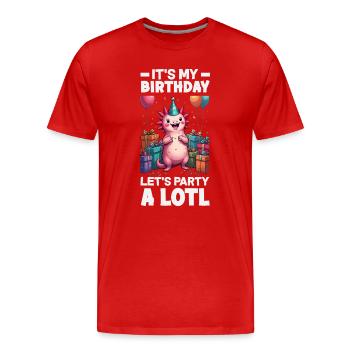 Mignon Axolotl Kawaii Amoureux des Axolotls - T-shirt bio Premium Homme - rouge - Devant - Damien (186cm)