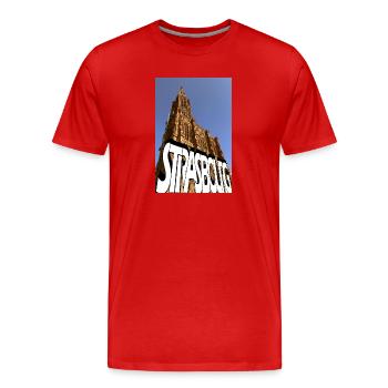 Straßburg Graph Kathedrale - Männer Premium Bio T-Shirt - Rot - Vorne - Damien (186cm)