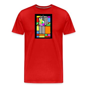 Ascenseur v amélioré - T-shirt bio Premium Homme - rouge - Devant - Damien (186cm)