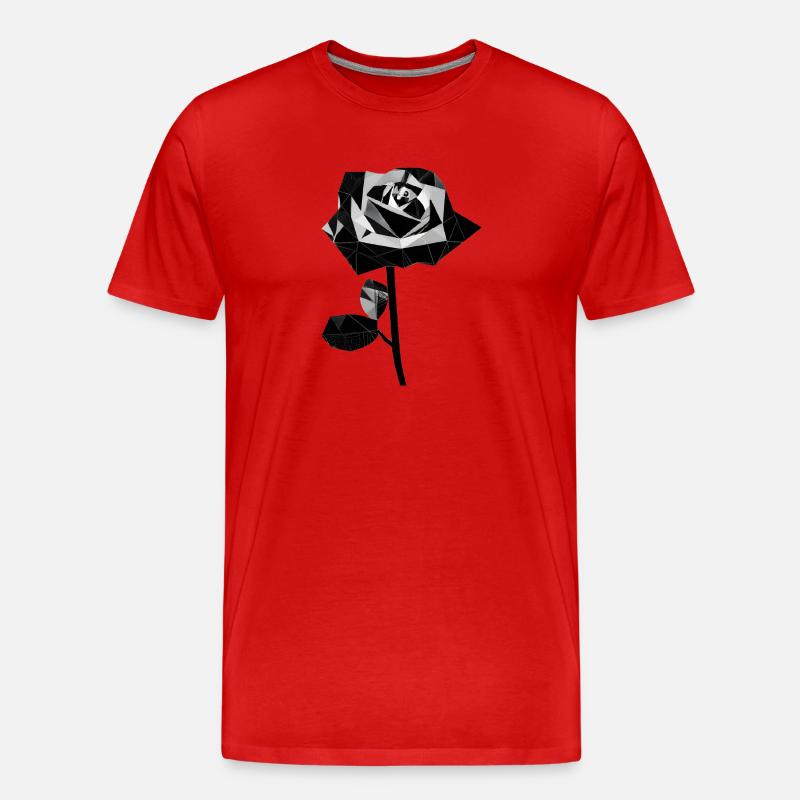 Polygone schwarze Rose - Männer Premium Bio T-Shirt - Rot