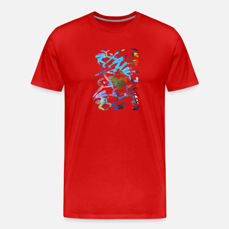 muster ,graffiti,bunt,malerei,kunst,blau - Männer Premium Bio T-Shirt - Rot