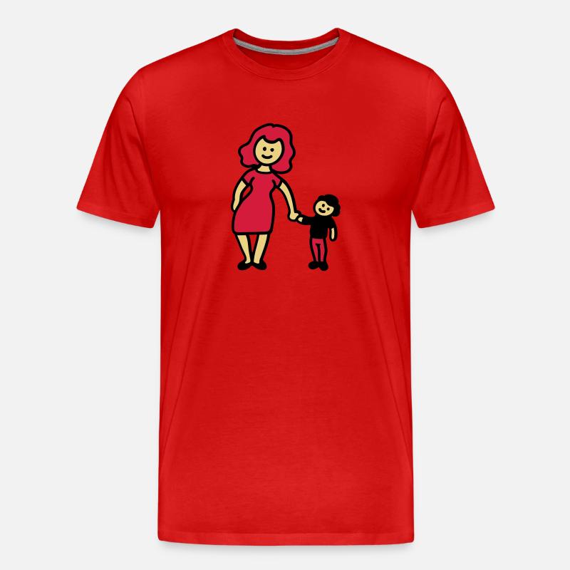 Mutter / Oma + Kind 3 - Männer Premium Bio T-Shirt - Rot