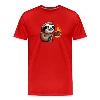 Steak à griller paresseux - T-shirt bio Premium Homme - rouge - Devant - Damien (186cm)