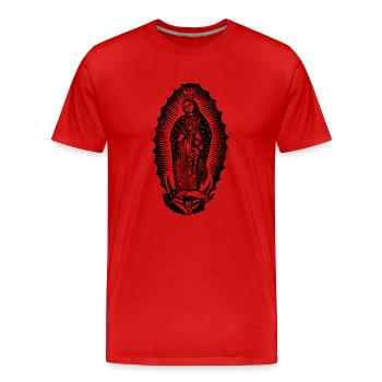 Maria tatouage dessin Christian - T-shirt bio Premium Homme - rouge - Devant - Damien (186cm)