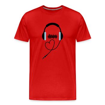 Écouteurs amoureux de DJing - T-shirt bio Premium Homme - rouge - Devant - Damien (186cm)
