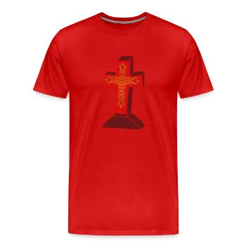 Tombe tombale tombe croix croix cimetière mort Au-delà - T-shirt bio Premium Homme - rouge - Devant - Damien (186cm)
