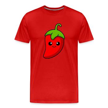 Chilli Comic - Men's Premium Organic T-Shirt - red - Front - Damien (186cm)
