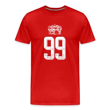 99 Couronne numérique - T-shirt bio Premium Homme - rouge - Devant - Damien (186cm)