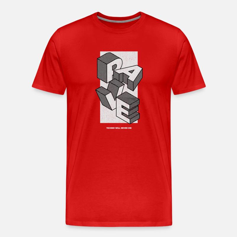 RAVE - Techno will never die - Männer Premium Bio T-Shirt - Rot
