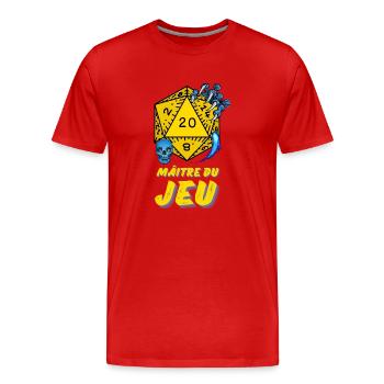 D20 Aventures JDR Maître du Jeu - T-shirt bio Premium Homme - rouge - Devant - Damien (186cm)