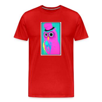 Hibou avec chapeau - T-shirt bio Premium Homme - rouge - Devant - Damien (186cm)