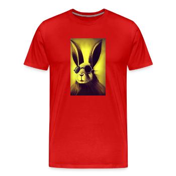 Cool Comic Portrait d’un lapin - T-shirt bio Premium Homme - rouge - Devant - Damien (186cm)