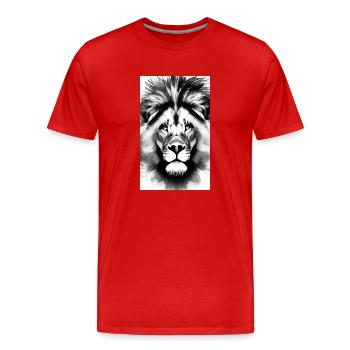 Lion noir et blanc - T-shirt bio Premium Homme - rouge - Devant - Damien (186cm)