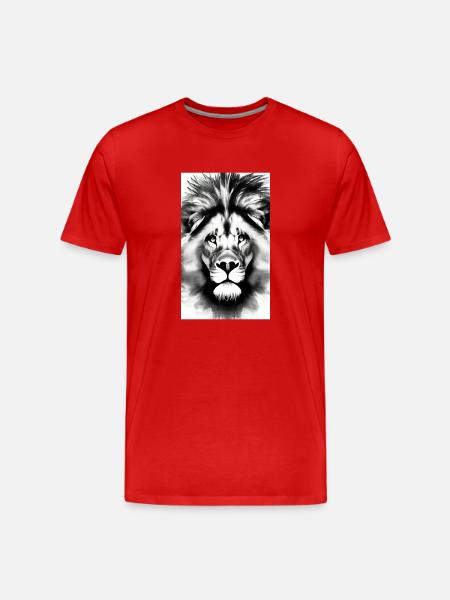 Lion Black and White - Men's Premium Organic T-Shirt - red