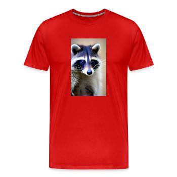 Bande dessinée d’un raton laveur nord-américain - T-shirt bio Premium Homme - rouge - Devant - Damien (186cm)
