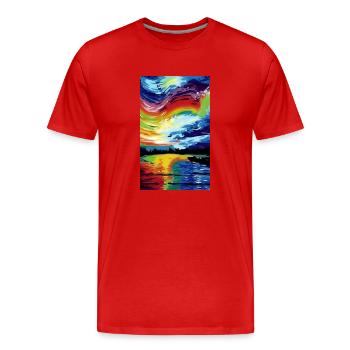 Regenbogen Horizont - Männer Premium Bio T-Shirt - Rot - Vorne - Damien (186cm)