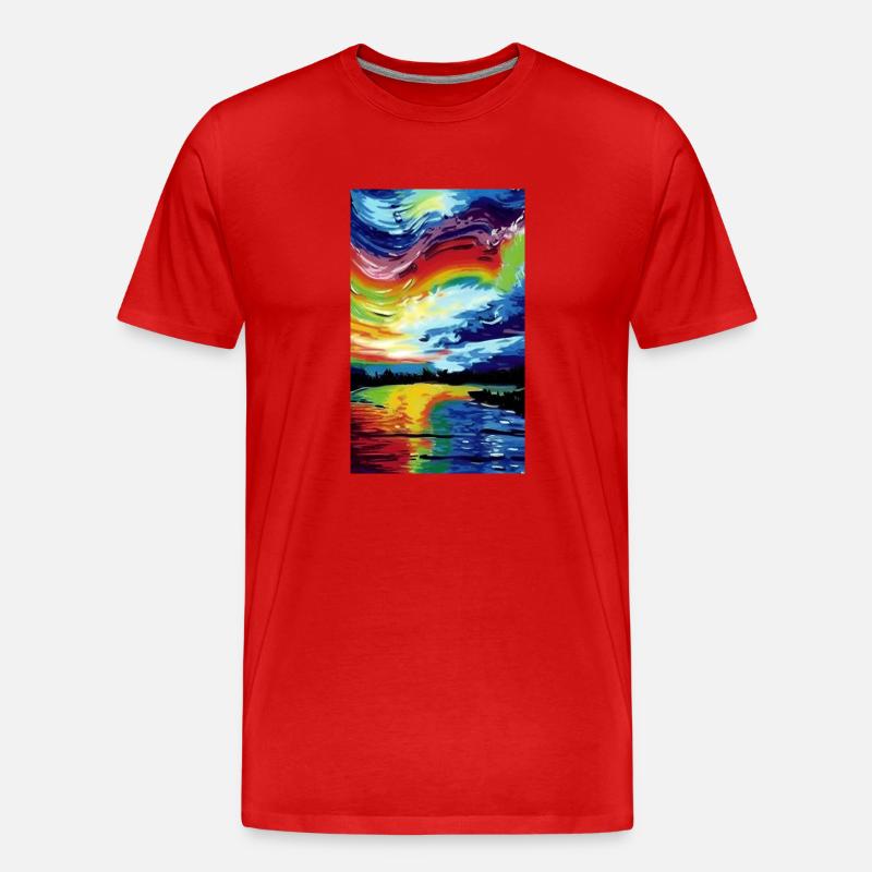 Regenbogen Horizont - Männer Premium Bio T-Shirt - Rot