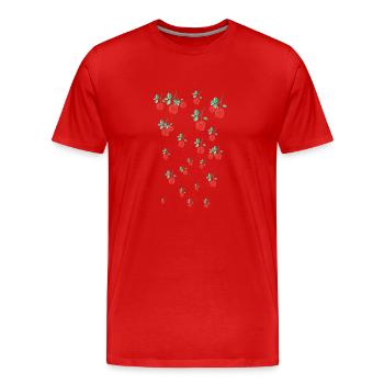 Rose rouge,n,roses,rose,vigne,fleurs,floral - T-shirt bio Premium Homme - rouge - Devant - Damien (186cm)