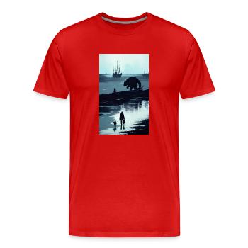AsiStyle Monstre marin - T-shirt bio Premium Homme - rouge - Devant - Damien (186cm)