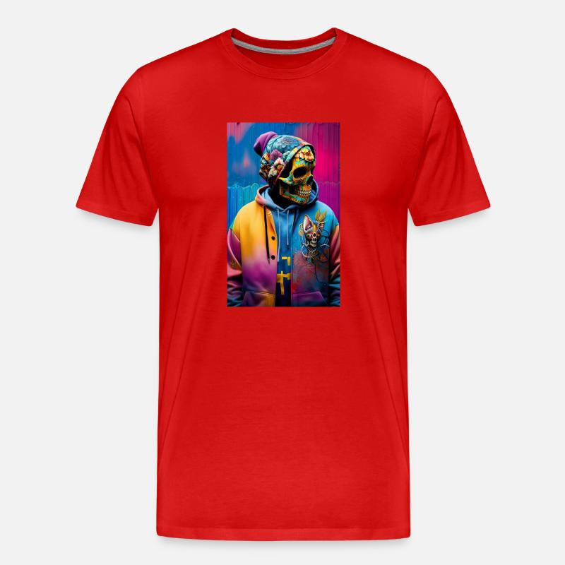 ARTWORK Skull Boss - Männer Premium Bio T-Shirt - Rot
