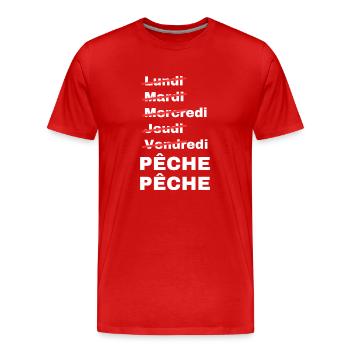 week-end pêche - T-shirt bio Premium Homme - rouge - Devant - Damien (186cm)