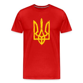 Trysub Ukraine Dreizack - Männer Premium Bio T-Shirt - Rot - Vorne - Damien (186cm)