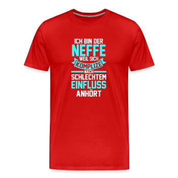 Neffe - Männer Premium Bio T-Shirt - Rot - Vorne - Damien (186cm)