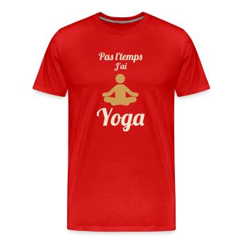 Pratiquer du yoga - T-shirt bio Premium Homme - rouge - Devant - Damien (186cm)