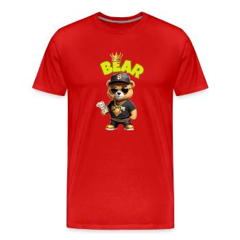 Teddybär mit Geld - Männer Premium Bio T-Shirt - Rot - Vorne - Damien (186cm)