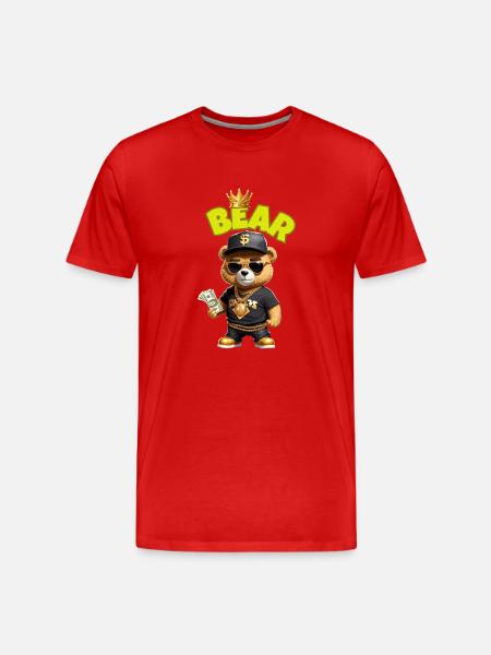 Teddybär mit Geld - Männer Premium Bio T-Shirt - Rot