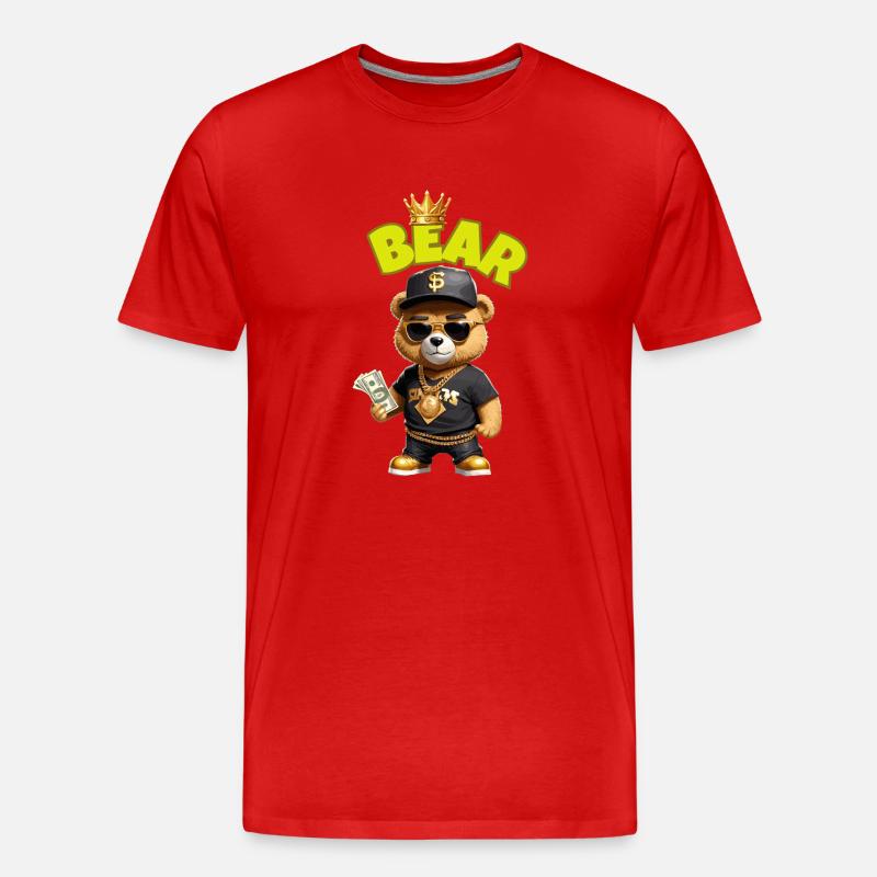 Teddybär mit Geld - Männer Premium Bio T-Shirt - Rot