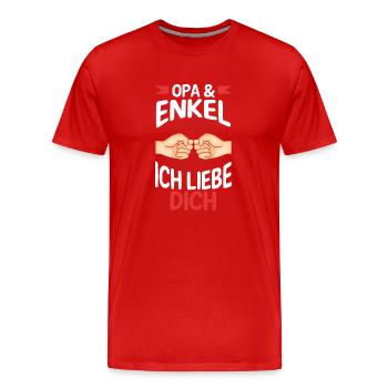 Großvater Opa und Enkel - Männer Premium Bio T-Shirt - Rot - Vorne - Damien (186cm)