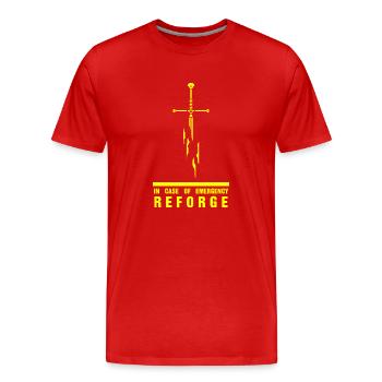 reforge in case of emergency - Men's Premium Organic T-Shirt - red - Front - Damien (186cm)